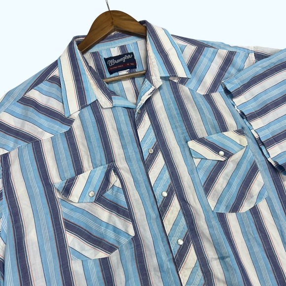 VTG 90s Wrangler X Long Tails Shirt 3XL Tall Striped Western Cowboy Pearl Snap - Picture 1 of 7